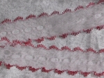 Feather Edge Eyelet Lace Per Meter 38mm White/Burgundy